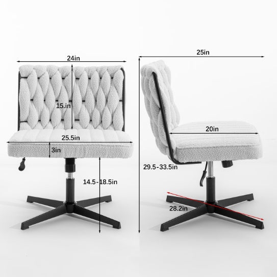 Blue Armless Stationary Desk Chair