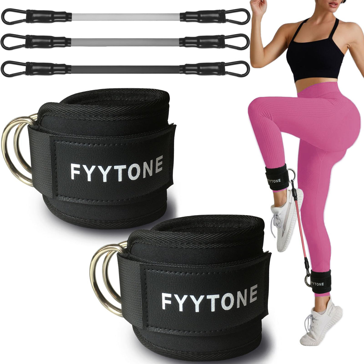 Ankle Gym Bands for Cable Workout - Women's Resistance Set