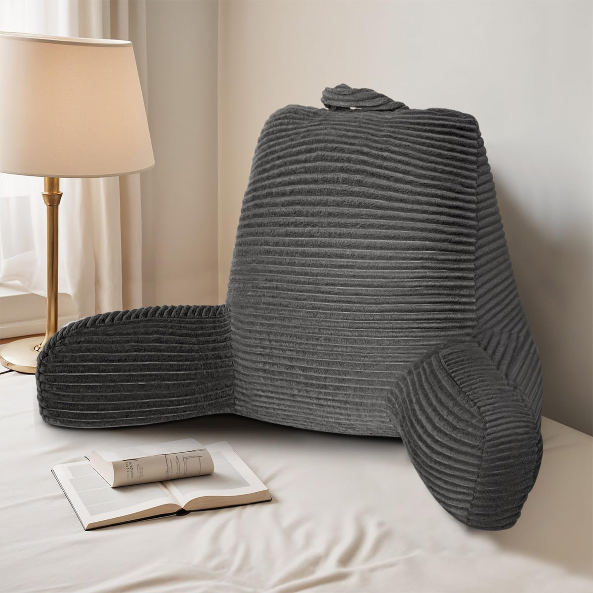 ComfyReader Large Grey Pillow with Memory Foam