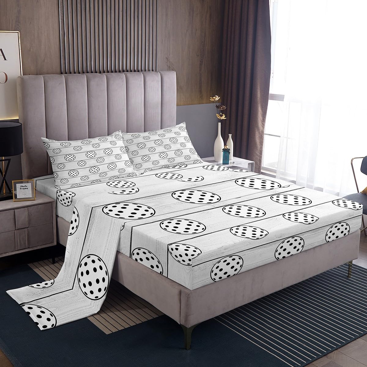 Twin Golf Ball Bedding Set - Grey 3-Piece Sheet and Pillowcase