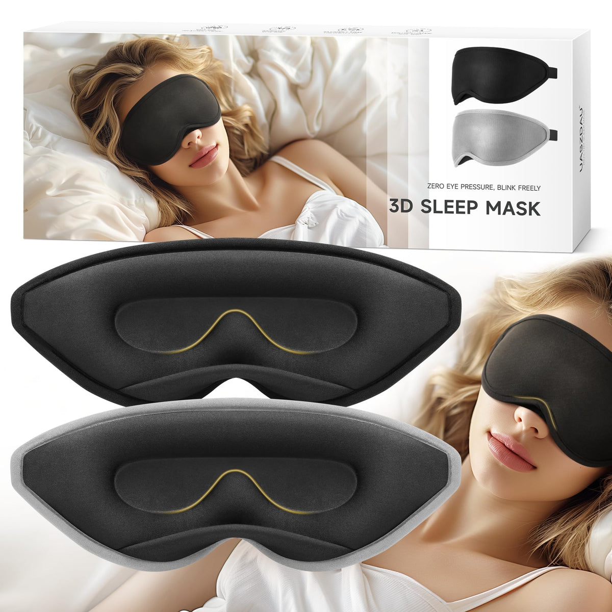3D Blackout Sleep Mask Set for Comfort & Style