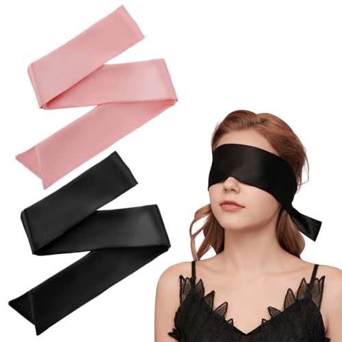 Satin Dreams Duo Eye Masks for Couples - Black & Pink