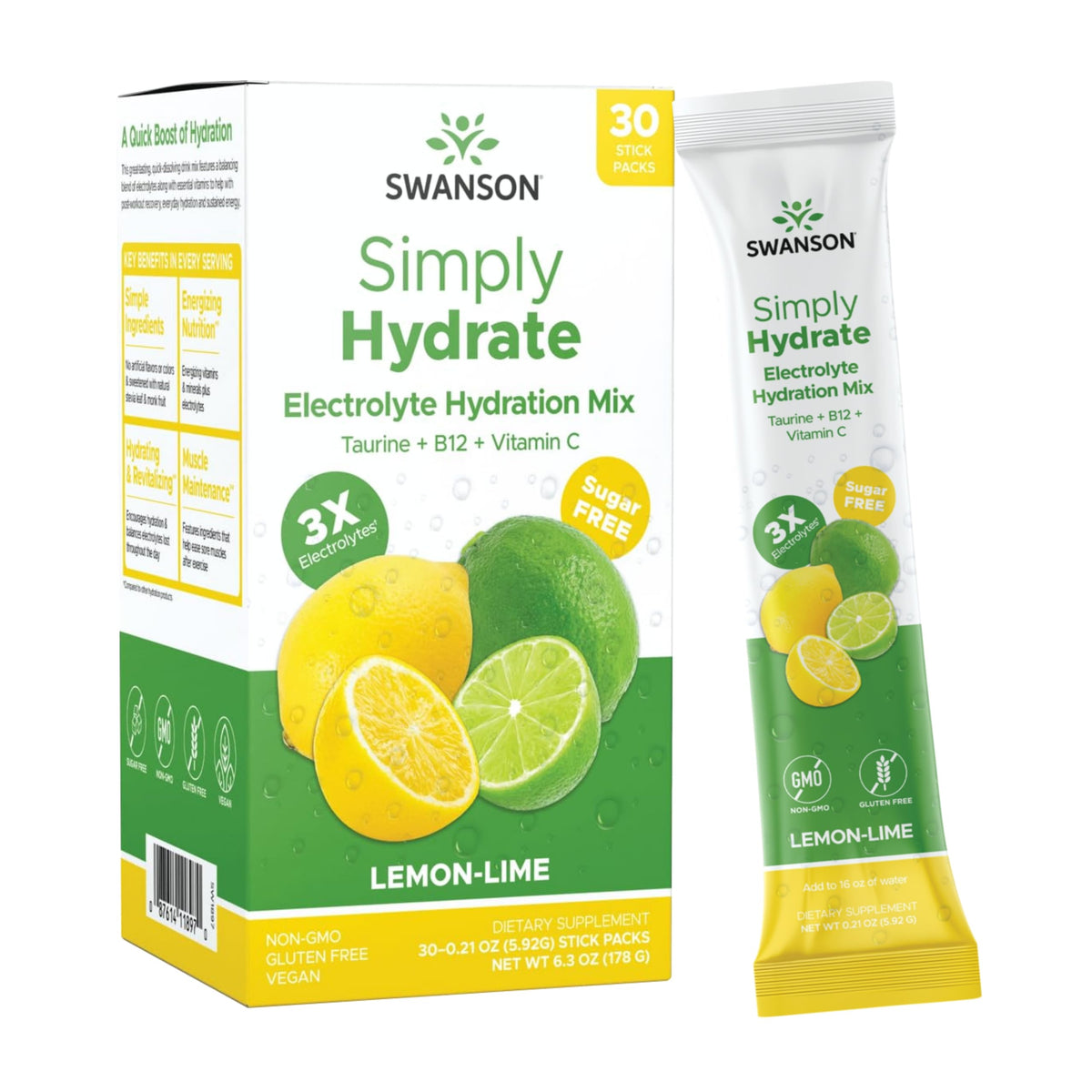 Swanson Electrolyte Hydration Mix - Lemon-Lime - 30ct