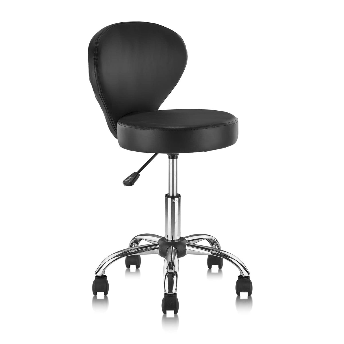KLASIKA Adjustable Office Desk Stool with Back, Black