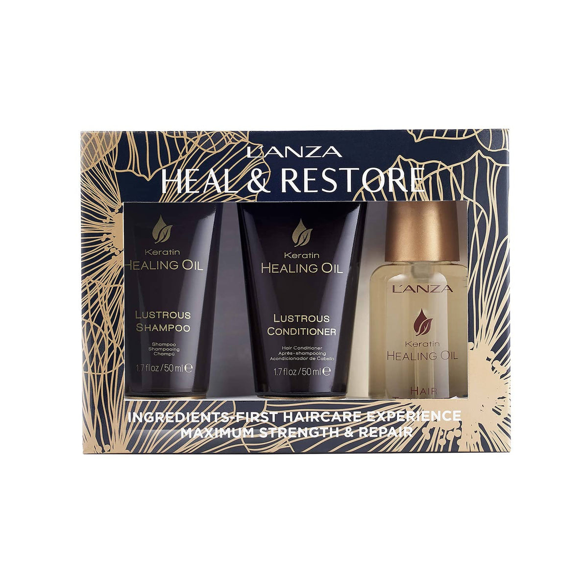 LANZA Luxe Travel Hair Care Set - Volumizing Mini Shampoo, Conditioner & Keratin Oil