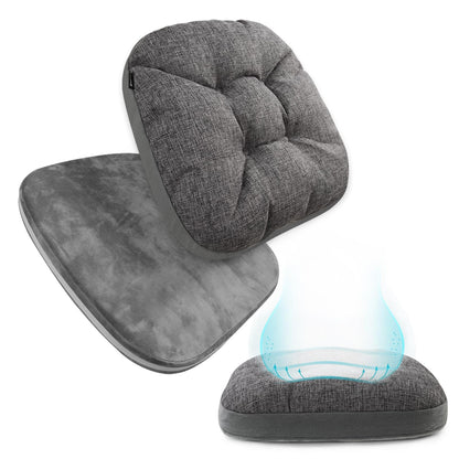 BUYUE Dual-Comfort Dining Chair Cushion - Reversible, Non-Slip, Memory Foam - Dark Grey