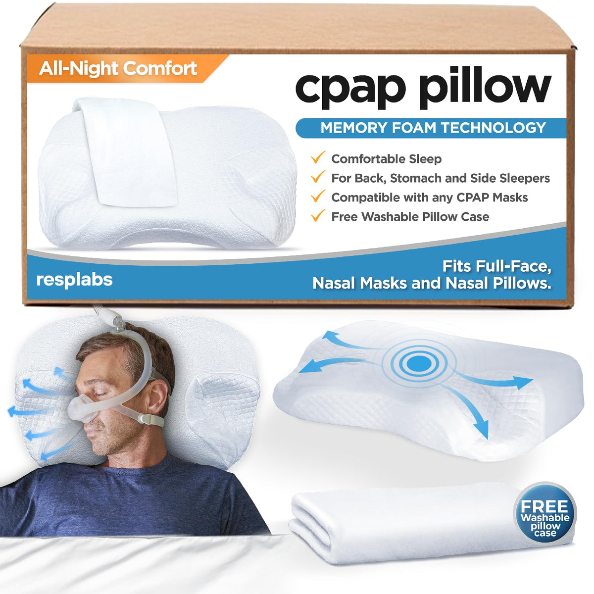 SleepEasy CPAP Support Pillow with Extra Pillowcase