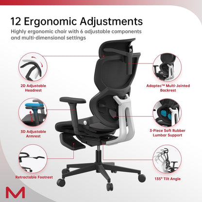 ErgoFlex Mesh Office Chair with Adjustable Footrest