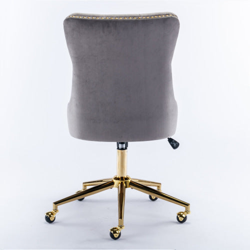 Grey Velvet Swivel Office Chair