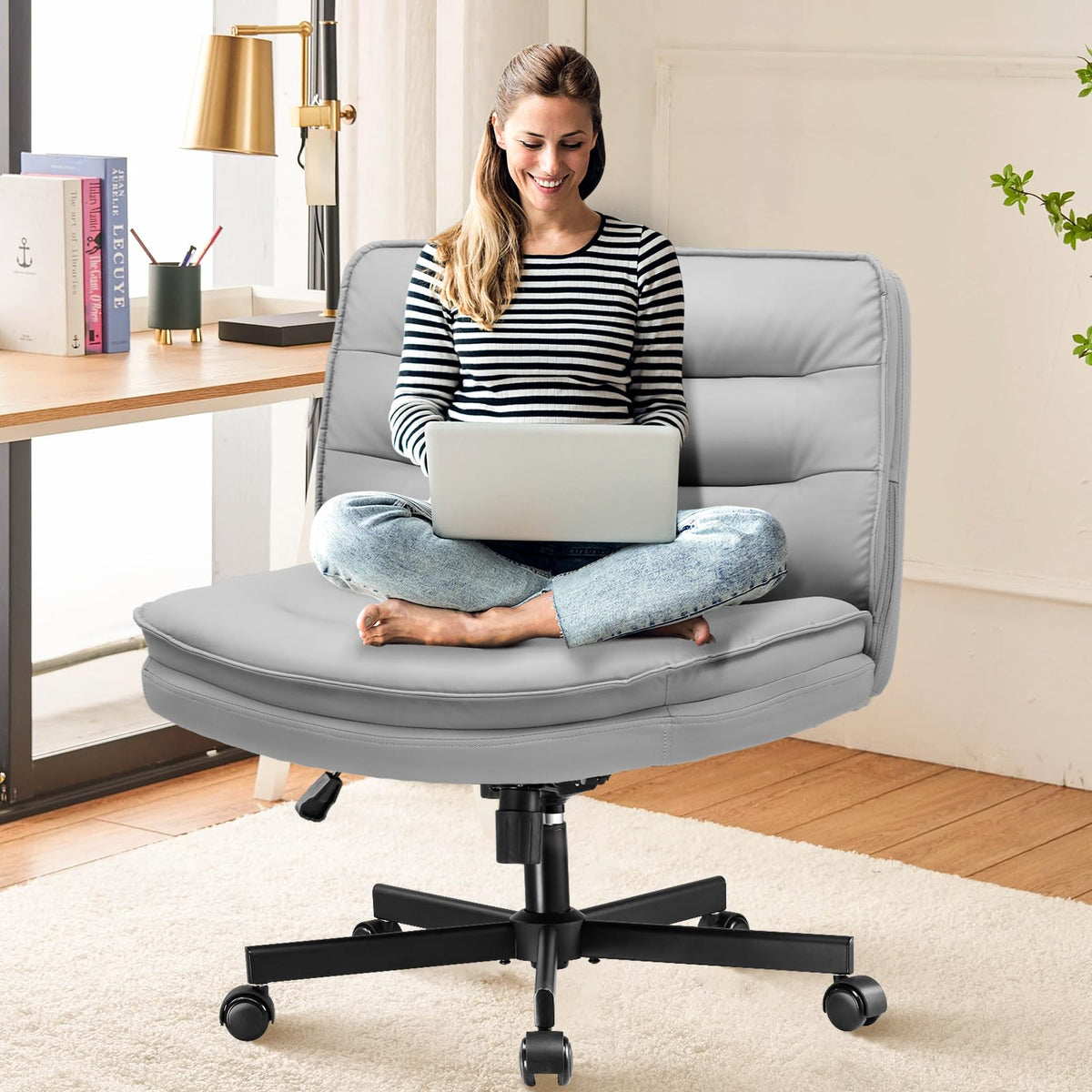 CrissCross Swivel Armless Chair