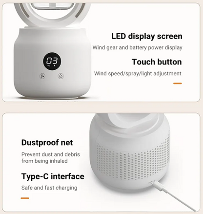 HydraMist Bladeless USB Fan & Humidifier