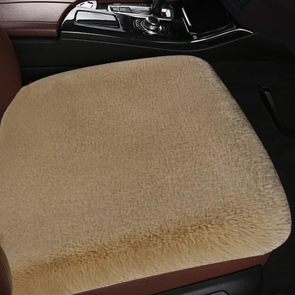 CrowdJoy Wool Car Seat Cushion Comfort Memory Foam Sheepskin Driver Seat Cushion Universal Size Fit for Most Car Truck SUV Or Van Office Chair Pad Winter Seat Covers (1PC Brown Front Seat)