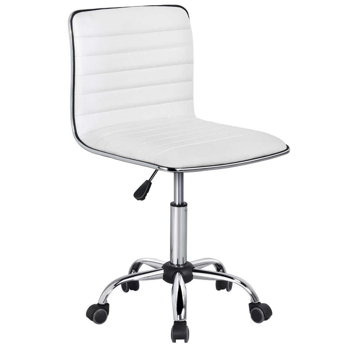 Yaheetech Sleek White Leatherette Adjustable Office Chair