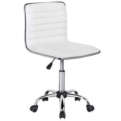 Yaheetech Sleek White Leatherette Adjustable Office Chair