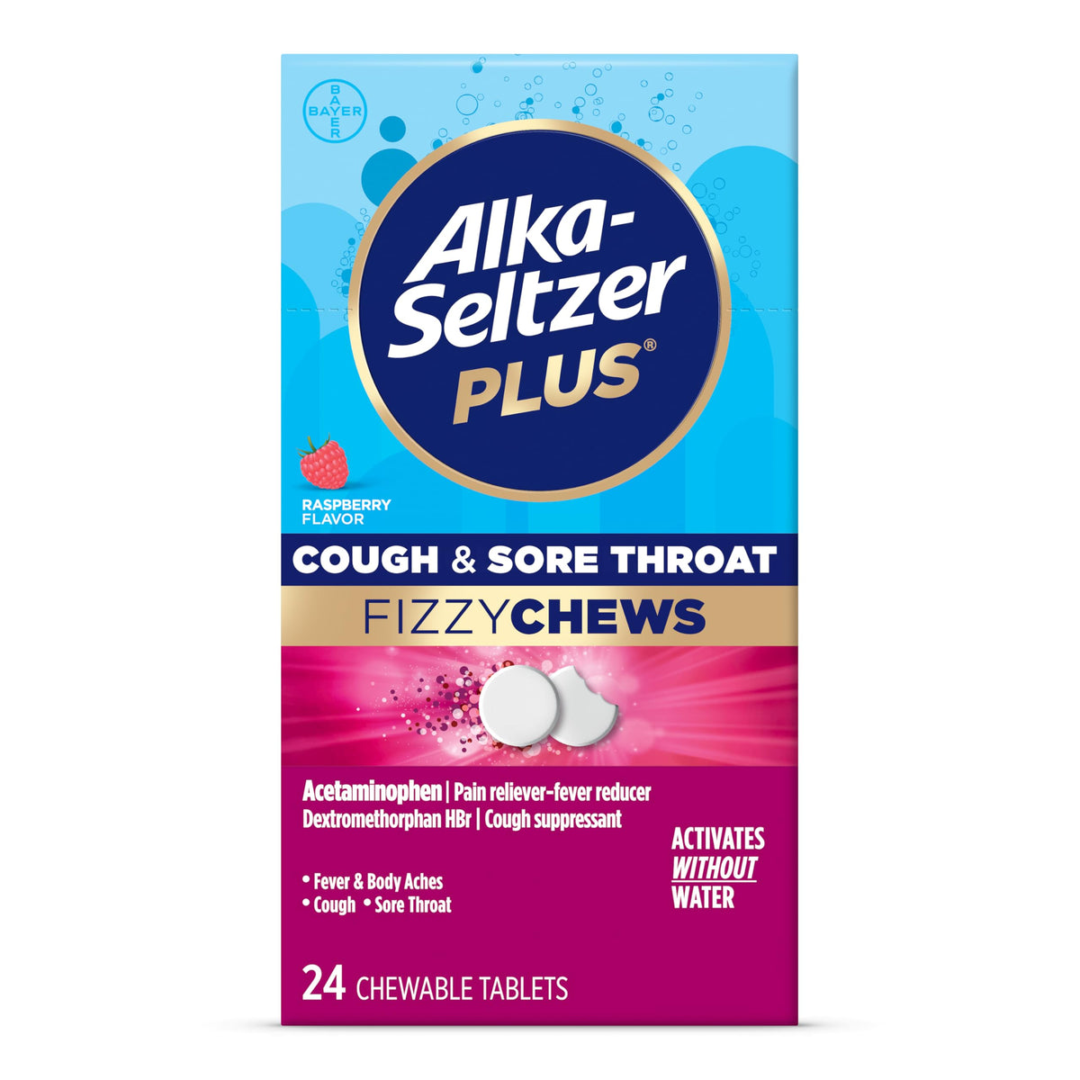Alka-Seltzer Plus Raspberry Fizz Relief Chews - 24 Count