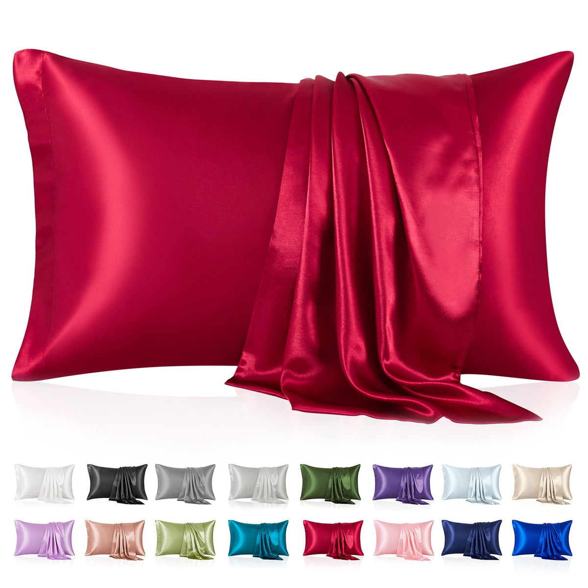 Burgundy Satin-Silk King Pillowcase 2-Pack for Hair & Skin