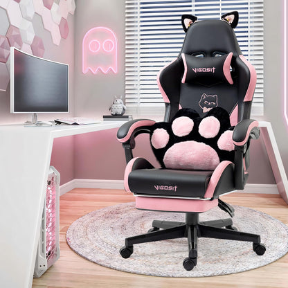 Vigosit Chic Gamer Chair with Cat Ears and Paw Cushion