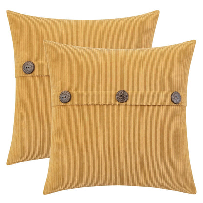 Golden Mustard Triple Button Chenille Throw Pillow Covers 20x20