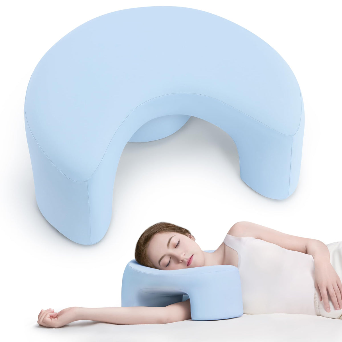 AM AEROMAX Ergo Side Sleeper Pillow with Arm Cut-Outs - Blue
