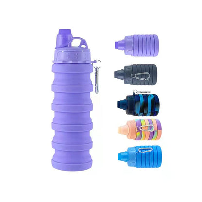Foldable Silicone Water Bottle 500ML - Leakproof & BPA Free (Purple)