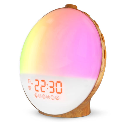 Dekala Wood Grain Sunrise Light Alarm Clock