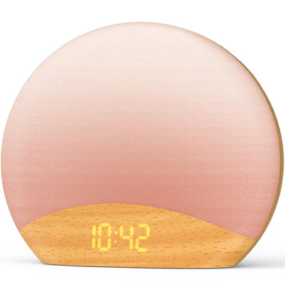 Sunrise Light Wood Grain Alarm Clock - Bluetooth & FM Radio