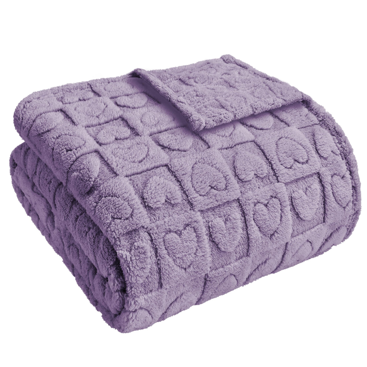 Edenleaf Sherpa Heart Checkered Purple Throw