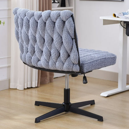 Blue Armless Stationary Desk Chair