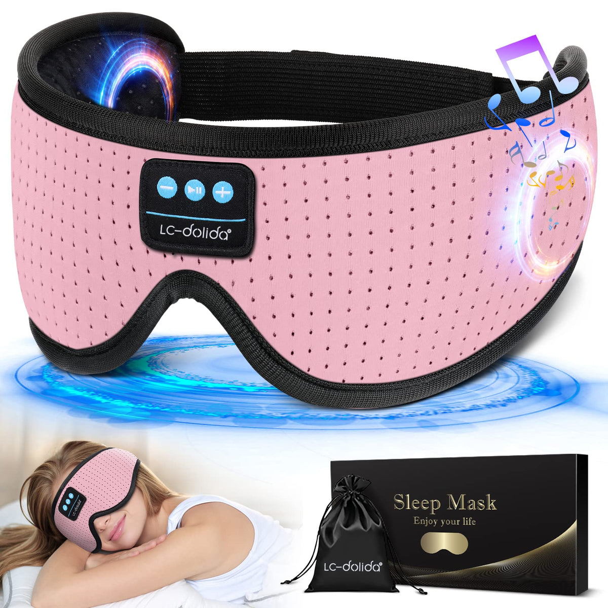3D Bliss Sleep Mask with White Noise