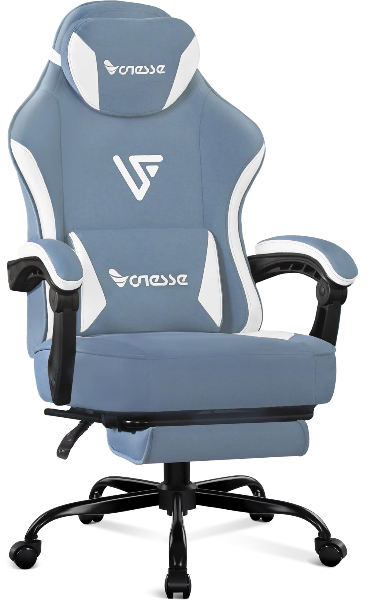Vonesse Fabric Gaming Chair with Massage Lumbar & Footrest