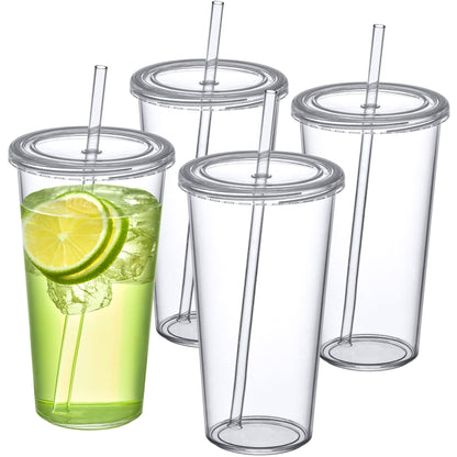 Abby's 22-Oz Clear Travel Tumbler Set with Straws - BPA-Free