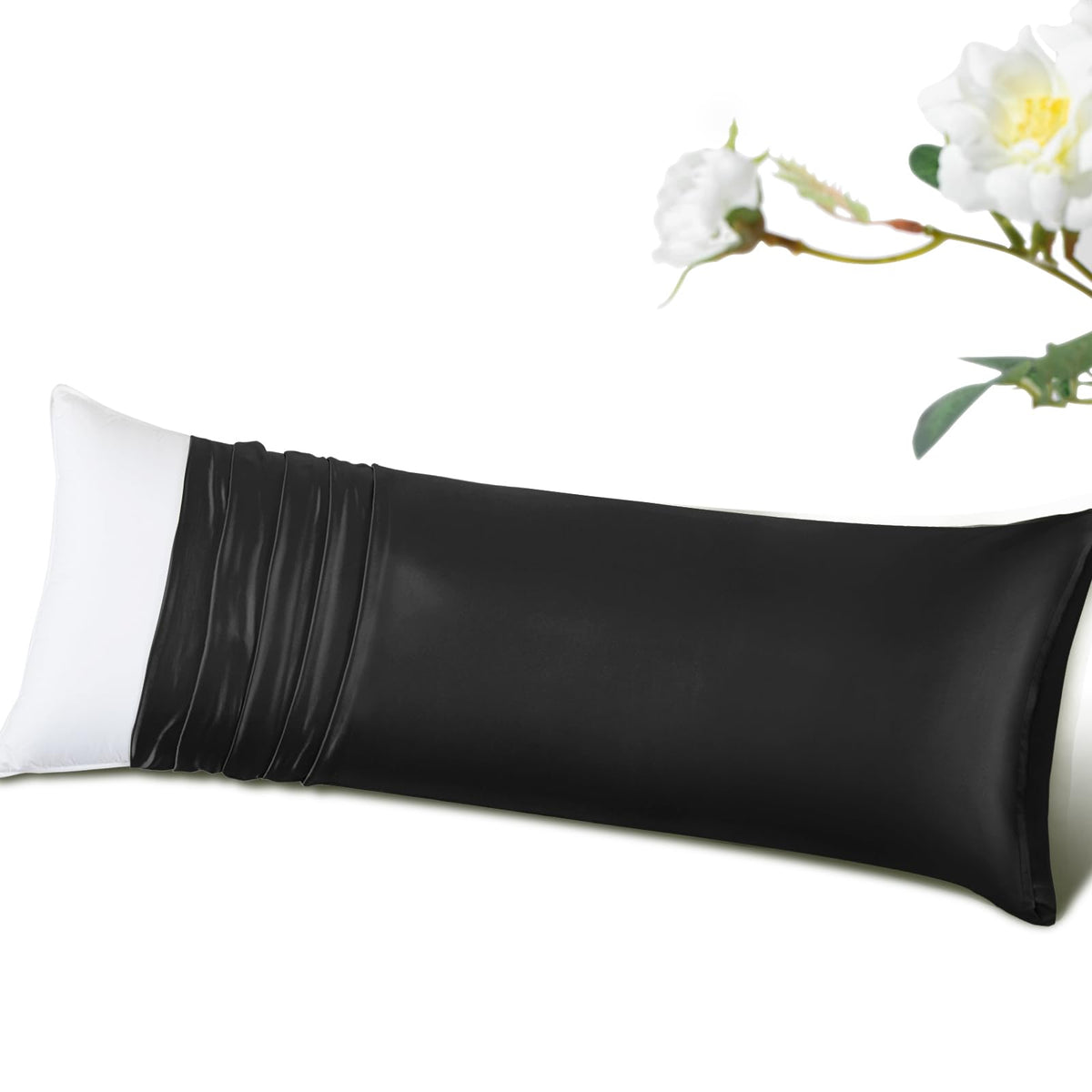 SilkySmooth Black Satin Pillowcase - Body Size