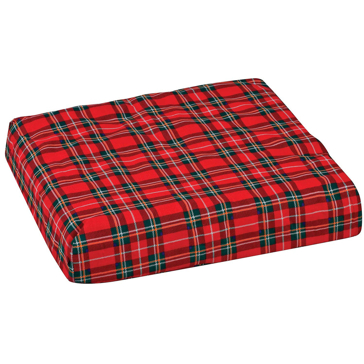 DMI Comfort Foam Chair Cushion - Plaid Cover for Wheelchair, Office, 16x18x4
