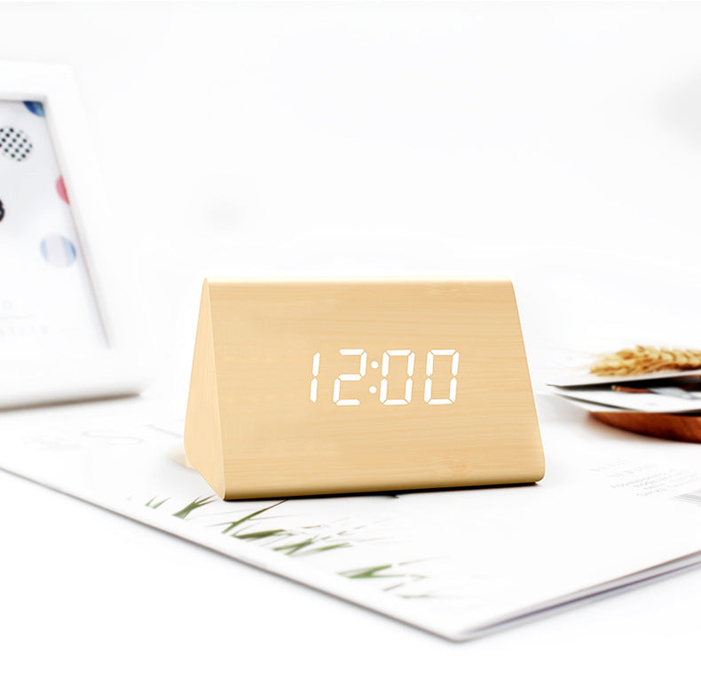 Voice-Activated Timber LED Alarm Clock