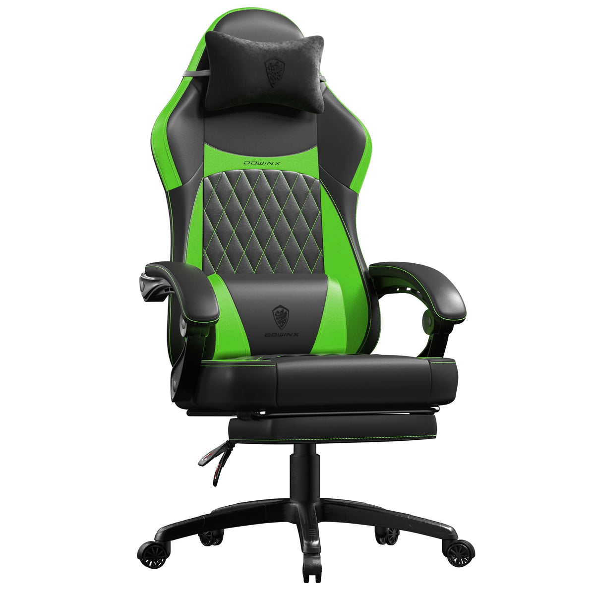 Dowinx Luxe Gamer Chair with Spring Cushion and Massager - Green