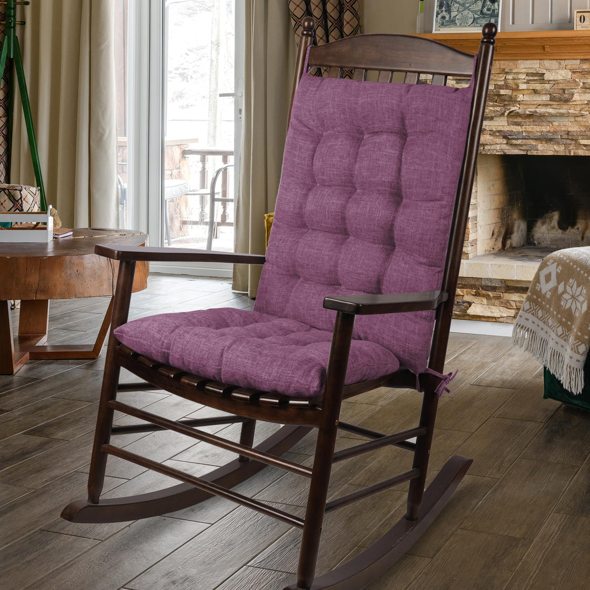 ELFJOY Plush Rocking Chair Cushion Set with Linen Fabric