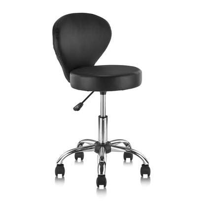KLASIKA Adjustable Office Desk Stool with Back, Black