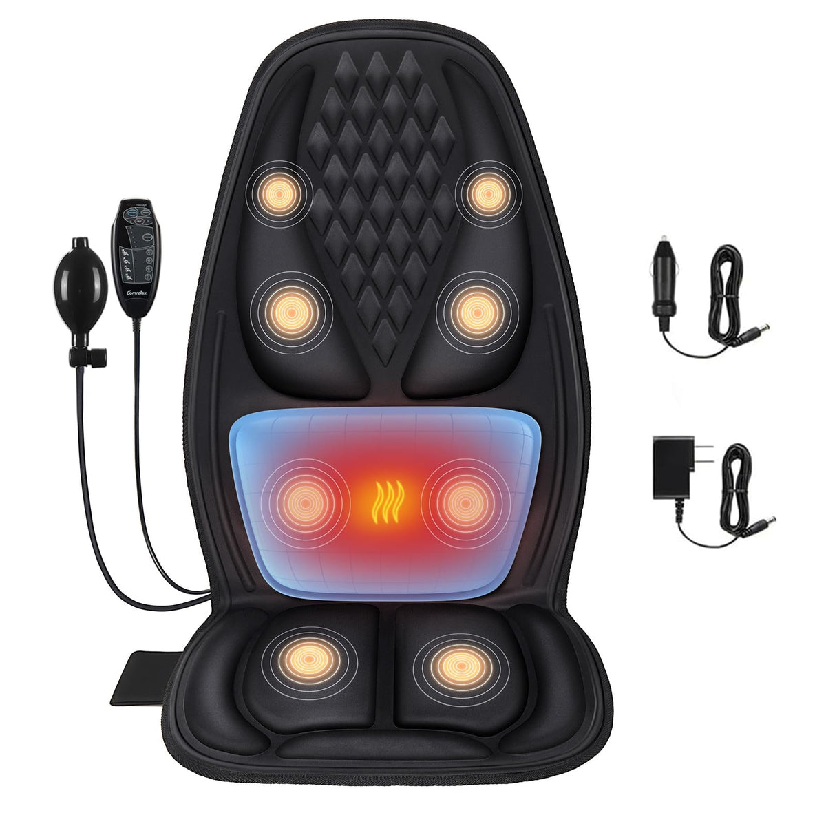 HeatFlex Lumbar Massage Chair Cushion