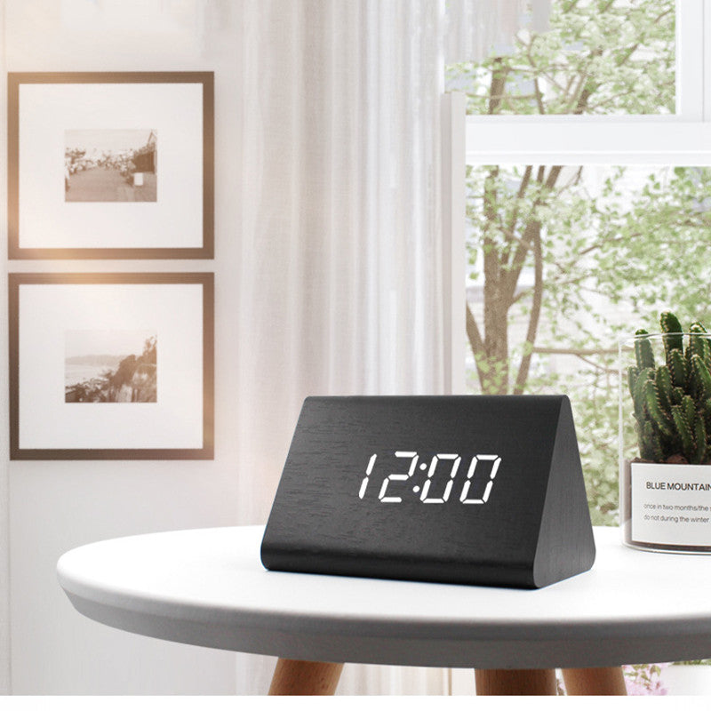 Voice-Activated Timber LED Alarm Clock