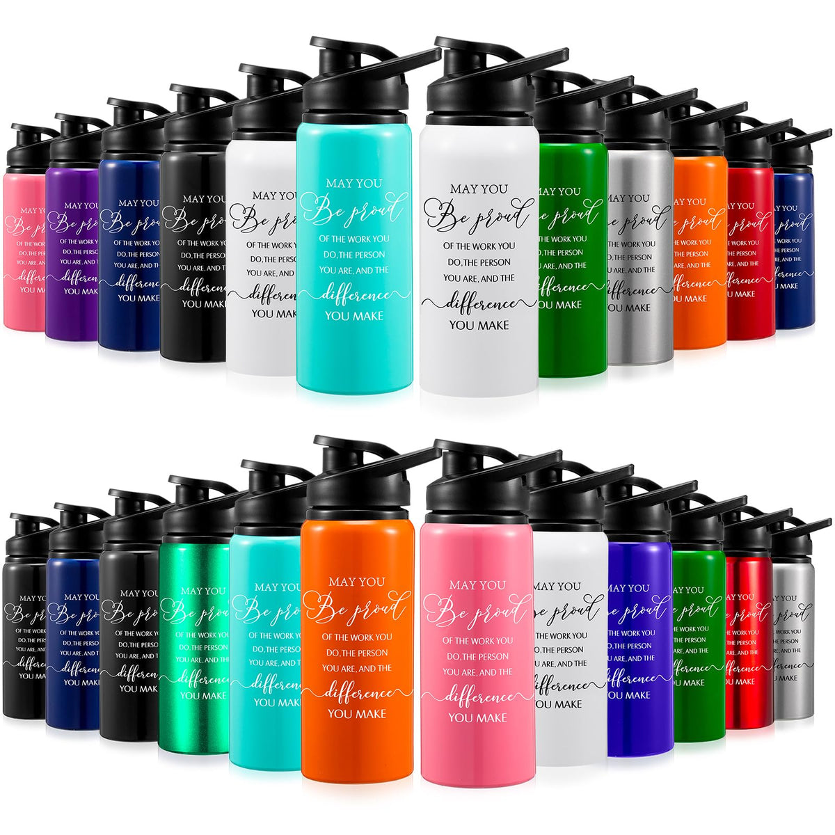 Bokon 24-Pack Inspire Gifts Aluminum Water Bottle
