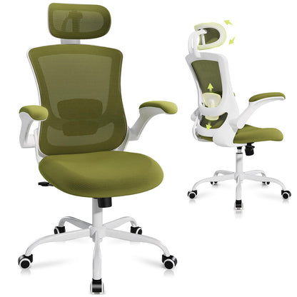 ErgoComfort High-Back Mesh Office Chair with Lumbar Support - Green