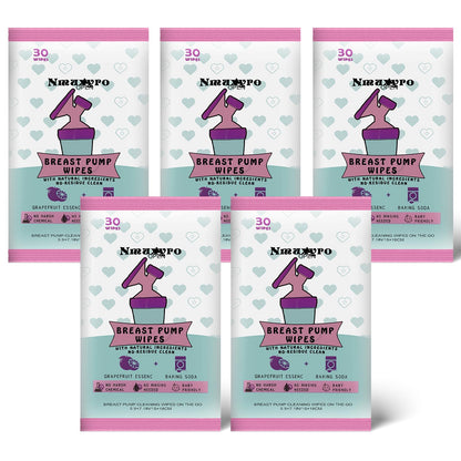 Breast Pump Cleaning Wipes Fragrance-Free 30 Count 5-Pack