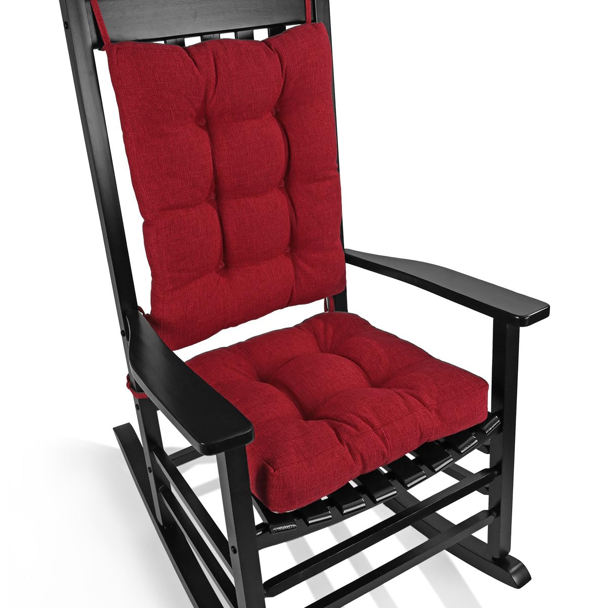 BUYUE Rocking Chair Cushion Set with Ties - Red