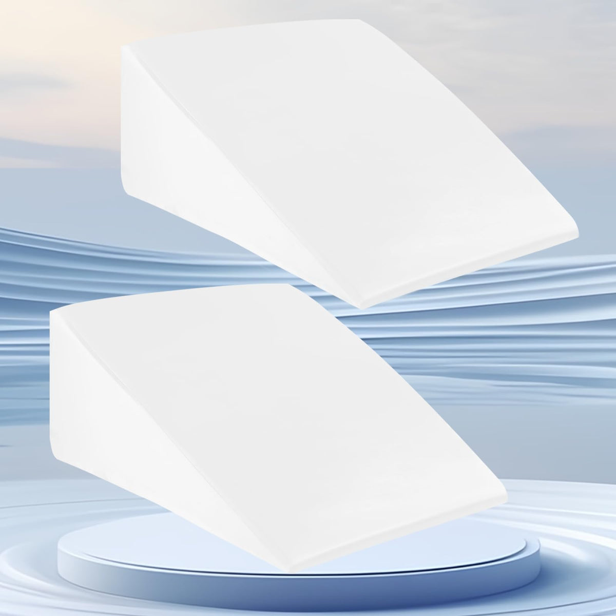 Satin Elegance Wedge Pillowcase 2PC Set with Hidden Zipper (White 24.5x24.5x12.5 Inch)