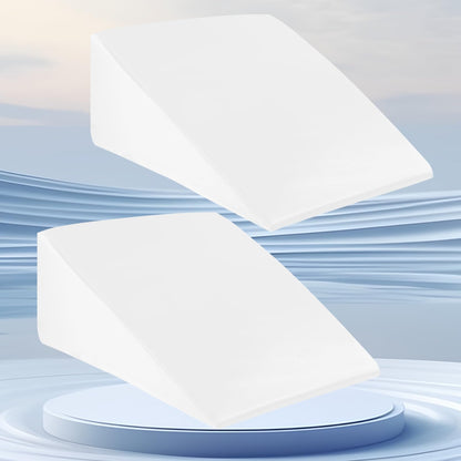 Satin Elegance Wedge Pillowcase 2PC Set with Hidden Zipper (White 24.5x24.5x12.5 Inch)