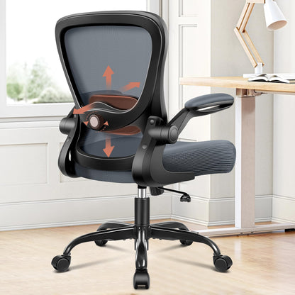 KERDOM Mesh ErgoChair with Foldable Armrests and Enhanced Cushion