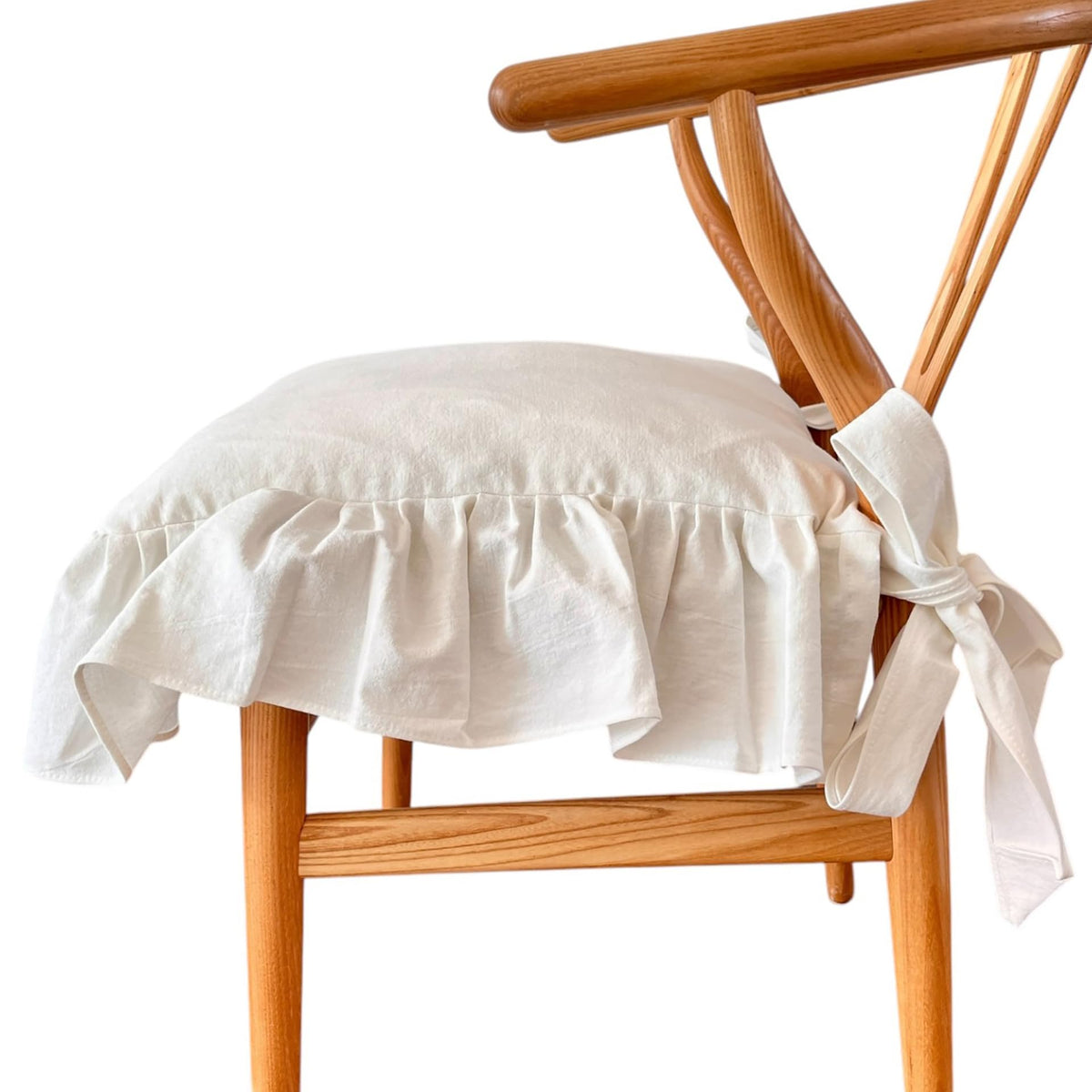 Korean Crafted 18x18 Ivory Chair Pad Cover