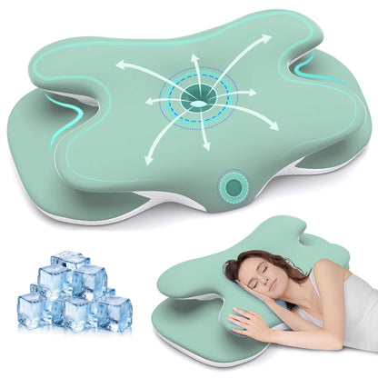 ErgoComfort Cervical Pillow - Ice Silk Cover (Green)