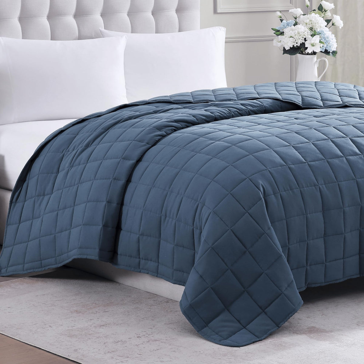 Casa Platino Luxury Queen Comforter - Lightweight All-Season - Estate Blue