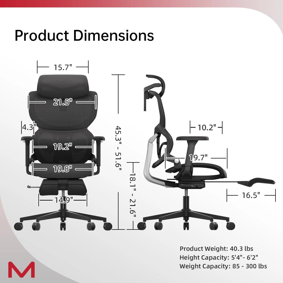 ErgoFlex Mesh Office Chair with Adjustable Footrest